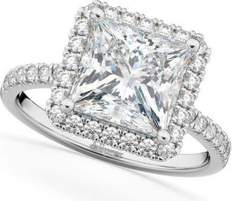 Allurez Princess Cut Halo Lab Diamond Engagement Ring 14K in 3.58Ct/white Gold at Nordstrom, Size 6.5