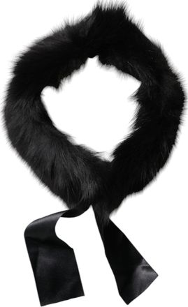 Dolce & Gabbana Black Fur Shoulder Collar Wrap Shawl Womens Scarf