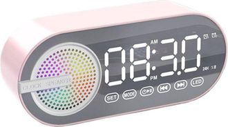 OEM Sveglia Con Altoparlante Bluetooth Wireless - Rgb - Usb - Specchio Led - Orologio Digitale - Rosa