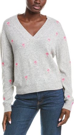 Brodie Embroidery Palm V-Neck Cashmere Sweater