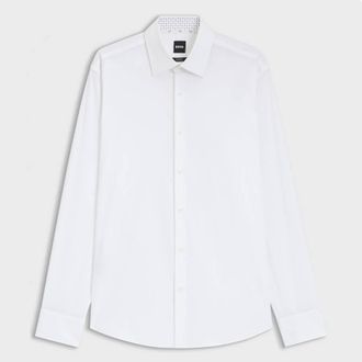 HUGO BOSS Stretch-Cotton Poplin Joe-Kent Shirt, Brand Size 38 (Neck Size 15)