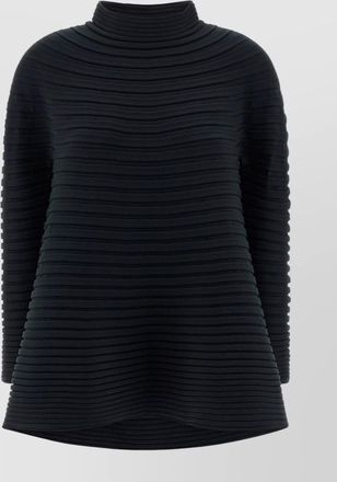 Pleats Please Issey Miyake long sleeve high neck flared hem top