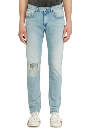 Diesel Slim Jeans Regular Waist 2019 D-Strukt, Light blue, Zip fly