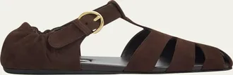 Miu Miu Ruched Suede Fisherman Sandals