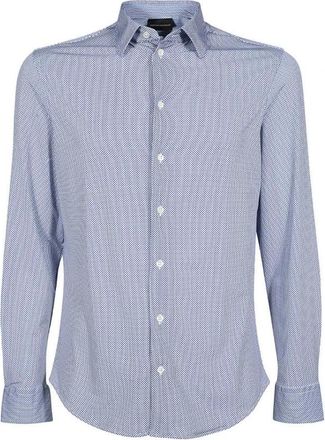 Emporio Armani Shirt met lange mouwen en patroon - Heren - Casual Overhemden - Veelkleurig - 2XL - Polyester - Overhemden