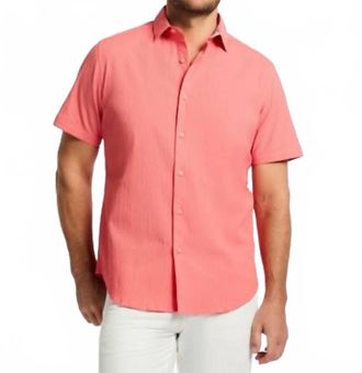Robert Graham Thresher Short Sleeve Woven Shirt In Coral