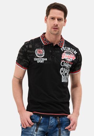 Cipo & Baxx Poloshirt CIPO & BAXX, Herren, Gr. 4XL, schwarz, Jersey, Obermaterial: 95% Baumwolle, 5% Elasthan, bedruckt, unifarben, regular fit normal, Rundhals, 