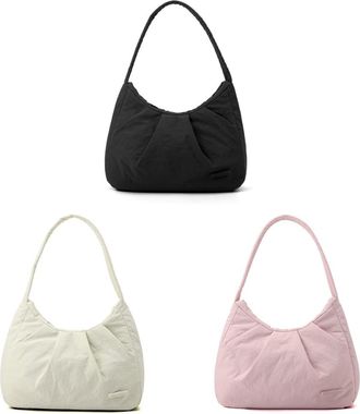 Generic Kexpery Womens Solid Color Pleated Clouds Shoulder Bag Lightweight and Convenient Handbag for Shopping and Travel