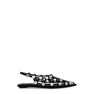 The Attico Ballerina Shoes, female, Black, 2 UK, Black Suede Grid Ballerina Shoes