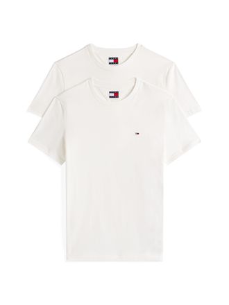 Tommy Jeans Rundhalsshirt TOMMY JEANS TJM XSLIM 2PACK JERSEY TEE EXT, Herren, Gr. XXL, beige (ecru, ecru), Single Jersey, Obermaterial: 100% Baumwolle, unifarben,