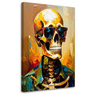 Artgeist Quadro Su Tela, Teschio Colorato Con Occhiali - 60x90