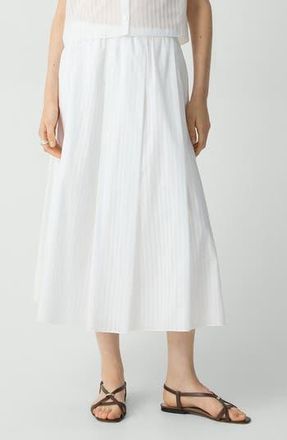 Theory Stripe Cotton Pull-On Midi Skirt in White at Nordstrom Rack, Size Small