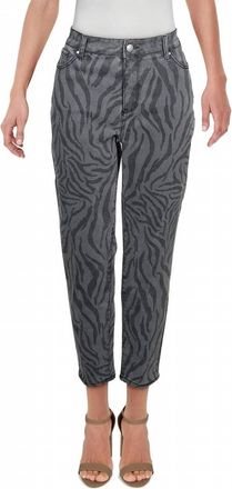 Tinseltown Animal Print Mid Rise Skinny Jeans In Gray