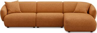 Castlery Auburn Chaise Sectional Sofa Right Facing Customized, Performance Boucle, Rust, Spill Resistant, Modular for Castlery