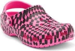 Crocs Classic Warped Checker Clog in Pink Crush/Black at Nordstrom Rack, Size 10 Womens / 8 Mens