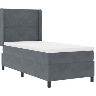 vidaXL Vidaxl - Cama Con Box Spring Led Y Colch&oacute;n Gris Oscuro 100 X 200 Cm