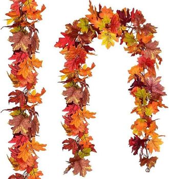 OEM Juego De 2 Coronas Artificiales De Hojas De Arce, 175 Cm Cada Una, Corona De Arce Oto&ntilde;al, Decoraci&oacute;n De Oto&ntilde;o, Zarcillos De Hojas Colgantes Para Acci&oacute;