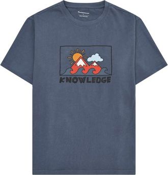 Knowledge Cotton Apparel Regenerative Organic Cotton Front Print T-Shirt T-Shirt f&uuml;r Herren | blau