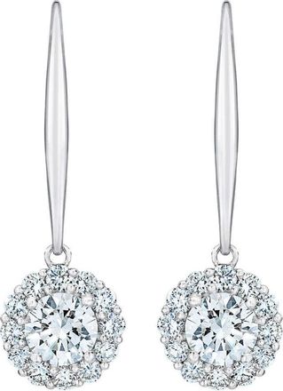 Pompeii3 89Ct TW Diamond Delicate Floral Shape Dangle Hoops Lab Grown Earrings Silver 1