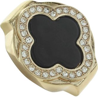 Olivia Welles Clover Ring in Gold /Black /Clear at Nordstrom Rack