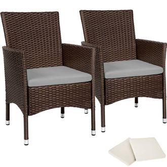 TecTake Garden Chairs Set Of 2 Nantes in Brown | Size: 2 Seater