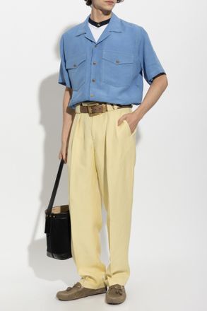 Versace Linen Shirt With Pockets, Mens, Blue