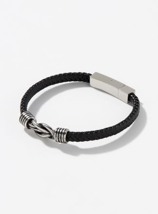 Le 31 Mens Metallic knot braided leather bracelet