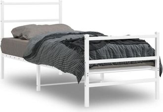 vidaXL Vidaxl - Metal Bed Frame without Mattress with Footboard White 75x190cm