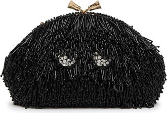 Anya Hindmarch Eyes Embellished Satin Clutch - Black - One Size