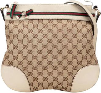 Gucci Pre-owned Cross Body Bags, female, Beige, Size: ONE SIZE Pre-owned Canvas Crossbody Bag