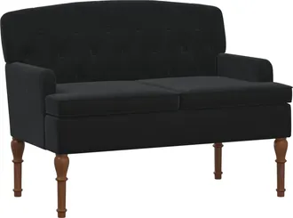 vidaXL Sof&aacute; Amoroso Con Botones Acolchados Negro 111 X 65 X 79 Cm Vidaxl