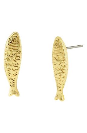 Betsey Johnson Fish Stud Earrings in Gold at Nordstrom