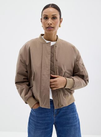 Marc O'Polo Shirt - Womens Taupe lined bomber jacket