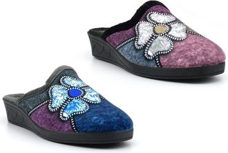 Generic Ladies Wedge Heel Slippers Size 3 Slip On Slipper Size 5 Wedge Heel Slipper Ladies Carpet Slippers Slip On Sizes 3-8 Black/Grey 6 UK