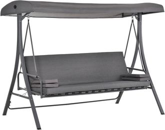 OUTSUNNY 2-in-1 Patio 3 Seater Swing Chair Hammock w/ Cushion Adjustable Canopy
