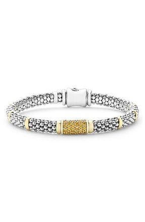 Lagos Yellow Sapphire Caviar Bead Bracelet in Silver Gold Yellow Sapphire at Nordstrom, Size 6.5