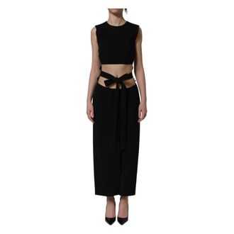 Dolce & Gabbana Maxi Dresses, female, Black, Size: XS Cut Out Detail Sleeveless Maxi Dress