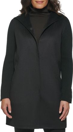 Kenneth Cole Double Face Wool Blend Hooded Coat in Black at Nordstrom Rack, Size X-Large
