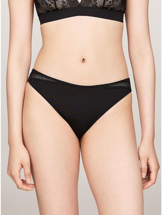 Tommy Hilfiger Womens Knit Lace Bikini Panty - Black - XL