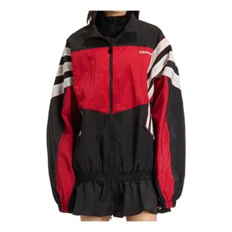 adidas (WMNS) adidas Santiago Woven Track Top Asia Sizing Black Red KC9134