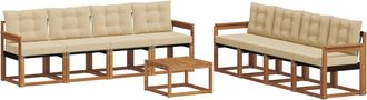 vidaXL Conjunto De Sof&aacute;s De Exterior 9 Uds. Natural Y Beige Vidaxl