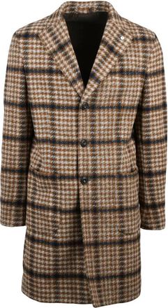 L.B.M. 1911 Cappotto - Heren - Mantel - Bruin - S - Wol - Jassen