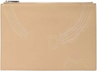 Dior Pre-owned Clutches, female, Beige, Size: ONE SIZE Pre-owned Leather Clutch