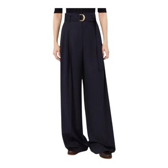 Max Mara Dames, Broeken, Zwart, Maat: S Wol