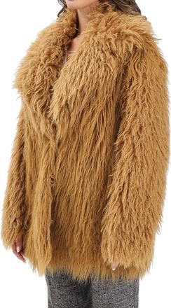 Patrizia Pepe Beige Modal-Blend Faux Fur Coat