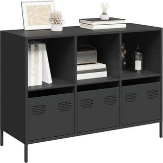 vidaXL Vidaxl - Aparador De Acero Laminado En Fr&iacute;o Negro 101,5x39x73,5 Cm