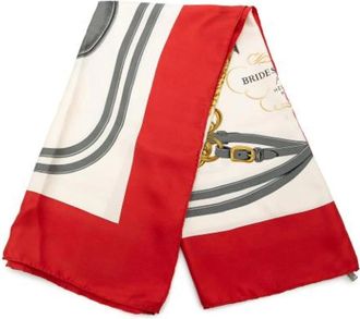 Herm&egrave;s Pre-owned Scarves, female, White, Size: ONE SIZE Pre-owned Silk Scarf