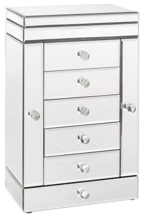 Xora Schmuckschrank, Silberfarben, Glas, 6 Schubladen, 26x41x18 cm, Kleinm&ouml;bel, Schmuckk&auml;stchen & Schmuckschr&auml;nke
