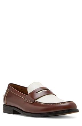 Steve Madden Natan Penny Loafer in Brn/wht at Nordstrom, Size 10.5