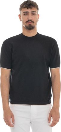 Emporio Armani Piqu&eacute; T-shirt met ronde hals - Heren - T-shirts - Blauw - S - Katoen - Tops